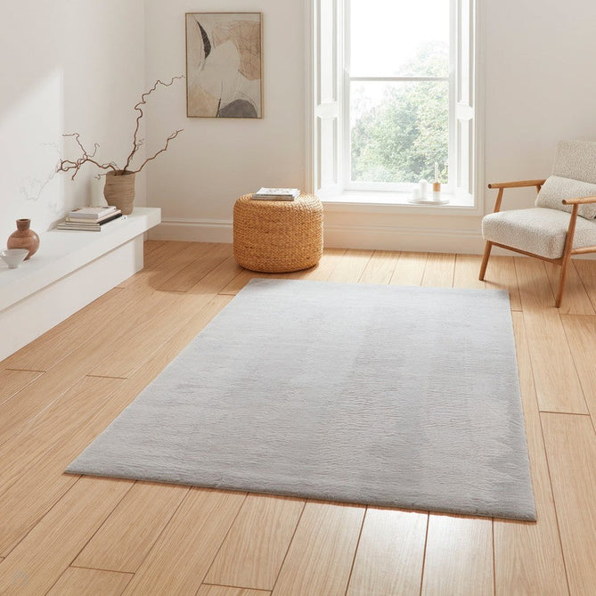 Snug Super-Soft Fuzzy Texture Plain Light Grey Rug-Think Rugs-Rug Love - The Most Loved Rug Store