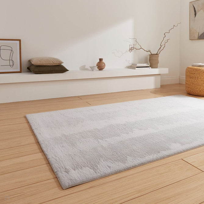 Snug Super-Soft Fuzzy Texture Plain Light Grey Rug-Think Rugs-Rug Love - The Most Loved Rug Store