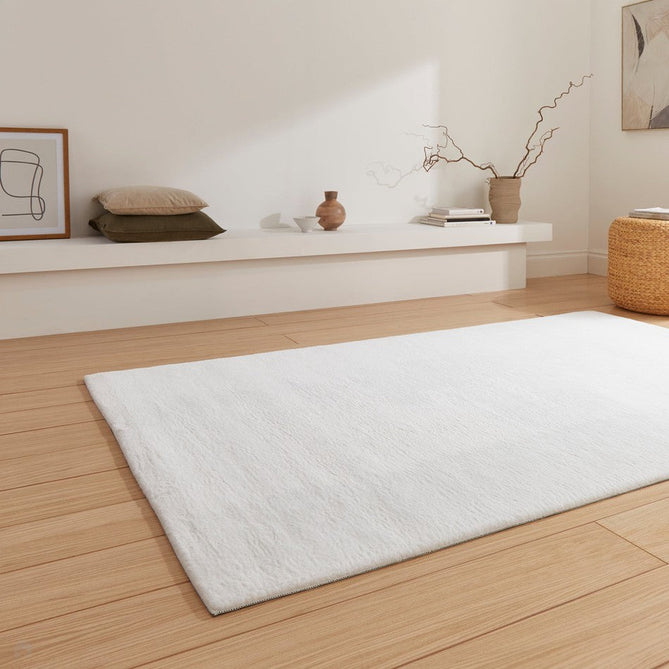 Snug Super-Soft Fuzzy Texture Plain White Rug-Think Rugs-Rug Love - The Most Loved Rug Store