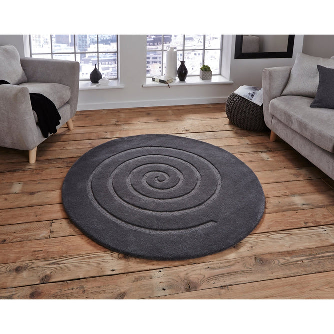 Spiral Grey Round Rug-Think Rugs-Rug Love - The Most Loved Rug Store