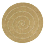 Spiral Modern Plain Hand Woven Carved Hi-Low Wool Round Gold Rug