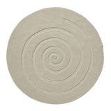 Spiral Modern Plain Hand Woven Carved Hi-Low Wool Round Ivory Rug