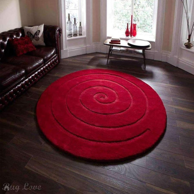 Spiral Red Round Rug-Think Rugs-Rug Love - The Most Loved Rug Store