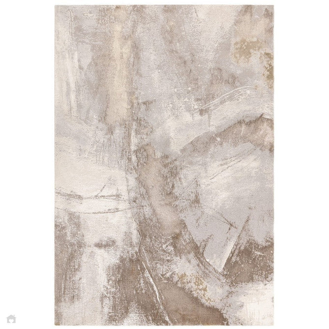 Stellar ST02 Modern Abstract Distressed Metallic Shimmer Hi-Low Textured Smooth Soft-Touch Short Low Pile Beige/Grey/Cream Rug 200 x 290 cm-Shop Returns-Rug Love - The Most Loved Rug Store