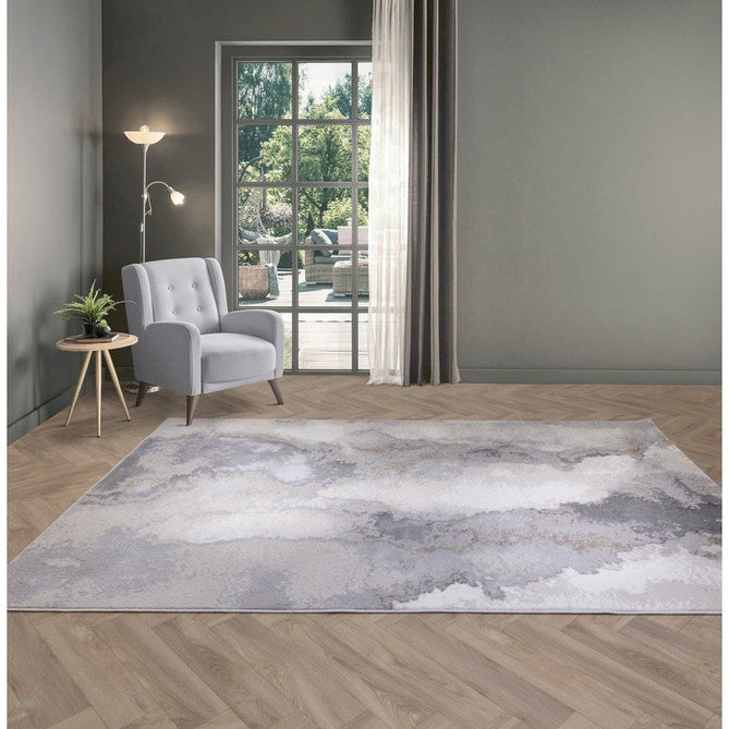 Stellar ST03 Modern Abstract Distressed Metallic Shimmer Hi-Low Textured Smooth Soft-Touch Short Low Pile Beige/Grey/Cream Rug-Asiatic Carpets-Rug Love - The Most Loved Rug Store