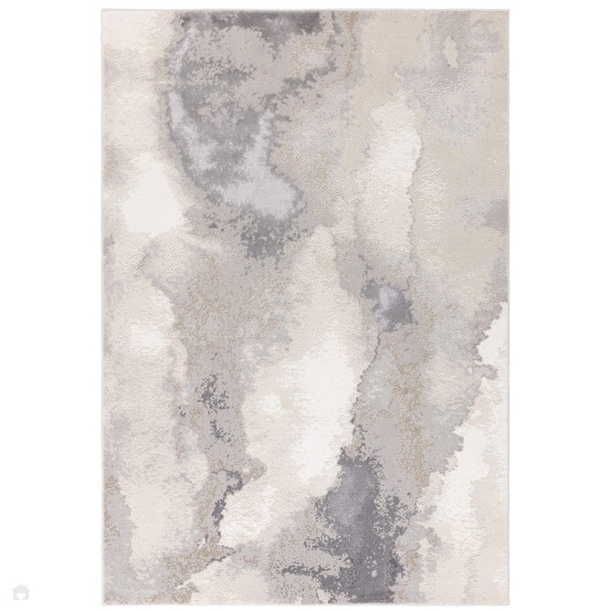 Stellar ST03 Modern Abstract Distressed Metallic Shimmer Hi-Low Textured Smooth Soft-Touch Short Low Pile Beige/Grey/Cream Rug-Asiatic Carpets-Rug Love - The Most Loved Rug Store