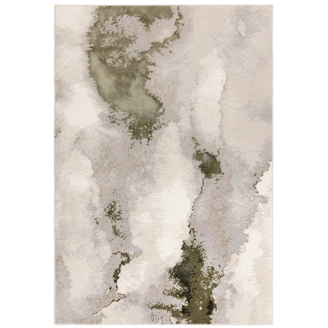 Stellar ST04 Modern Abstract Distressed Metallic Shimmer Hi-Low Textured Smooth Soft-Touch Short Low Pile Green/Grey/Cream Rug-Asiatic Carpets-Rug Love - The Most Loved Rug Store