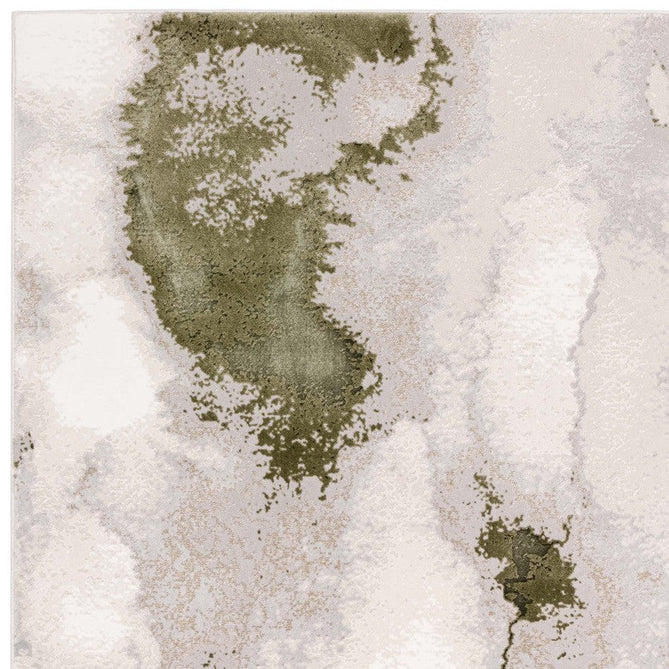 Stellar ST04 Modern Abstract Distressed Metallic Shimmer Hi-Low Textured Smooth Soft-Touch Short Low Pile Green/Grey/Cream Rug-Asiatic Carpets-Rug Love - The Most Loved Rug Store