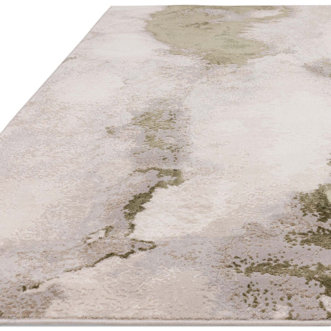 Stellar ST04 Modern Abstract Distressed Metallic Shimmer Hi-Low Textured Smooth Soft-Touch Short Low Pile Green/Grey/Cream Rug-Asiatic Carpets-Rug Love - The Most Loved Rug Store