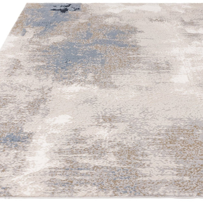 Stellar ST05 Modern Abstract Distressed Metallic Shimmer Hi-Low Textured Smooth Soft-Touch Short Low Pile Blue/Grey/Cream/Beige Rug-Asiatic Carpets-Rug Love - The Most Loved Rug Store