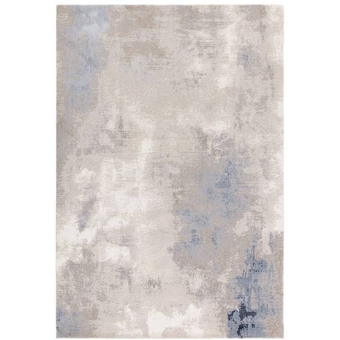 Stellar ST05 Modern Abstract Distressed Metallic Shimmer Hi-Low Textured Smooth Soft-Touch Short Low Pile Blue/Grey/Cream/Beige Rug-Asiatic Carpets-Rug Love - The Most Loved Rug Store