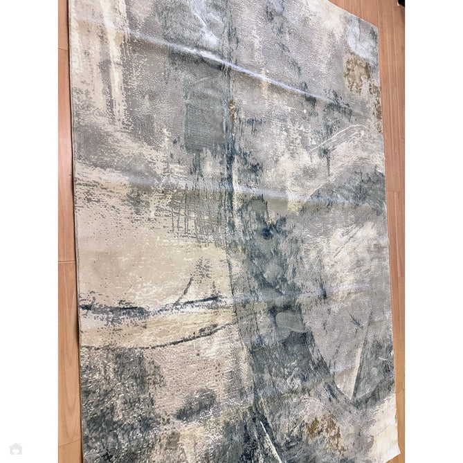 Stellar ST06 Modern Abstract Distressed Metallic Shimmer Hi-Low Textured Smooth Soft-Touch Short Low Pile Blue/Grey/Cream/Beige Rug-Asiatic Carpets-Rug Love - The Most Loved Rug Store