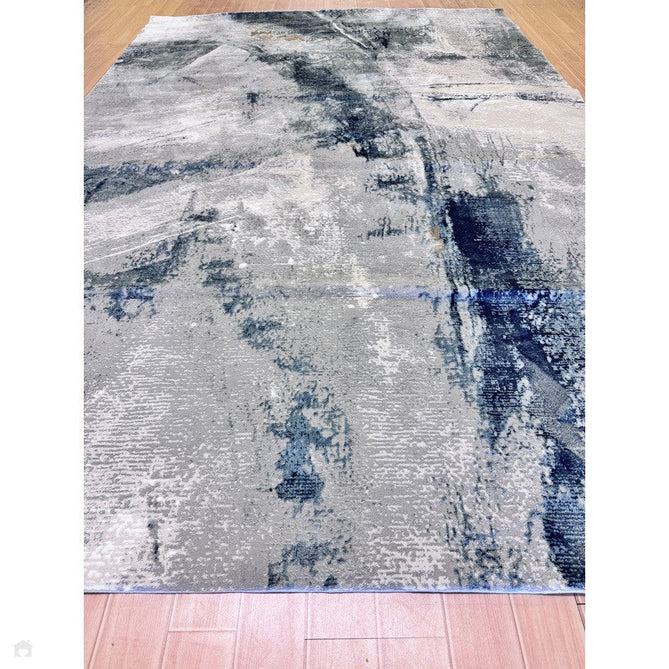 Stellar ST06 Modern Abstract Distressed Metallic Shimmer Hi-Low Textured Smooth Soft-Touch Short Low Pile Blue/Grey/Cream/Beige Rug-Asiatic Carpets-Rug Love - The Most Loved Rug Store