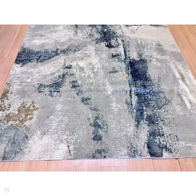 Stellar ST06 Modern Abstract Distressed Metallic Shimmer Hi-Low Textured Smooth Soft-Touch Short Low Pile Blue/Grey/Cream/Beige Rug-Asiatic Carpets-Rug Love - The Most Loved Rug Store