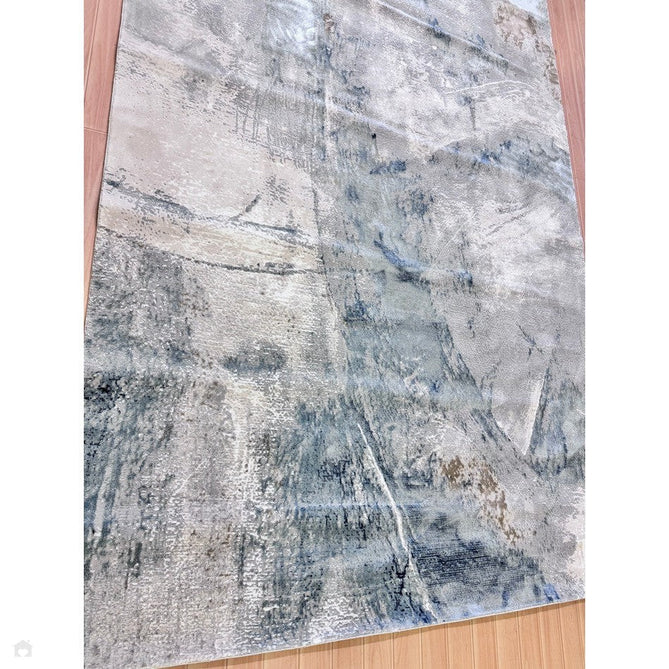 Stellar ST06 Modern Abstract Distressed Metallic Shimmer Hi-Low Textured Smooth Soft-Touch Short Low Pile Blue/Grey/Cream/Beige Rug-Asiatic Carpets-Rug Love - The Most Loved Rug Store