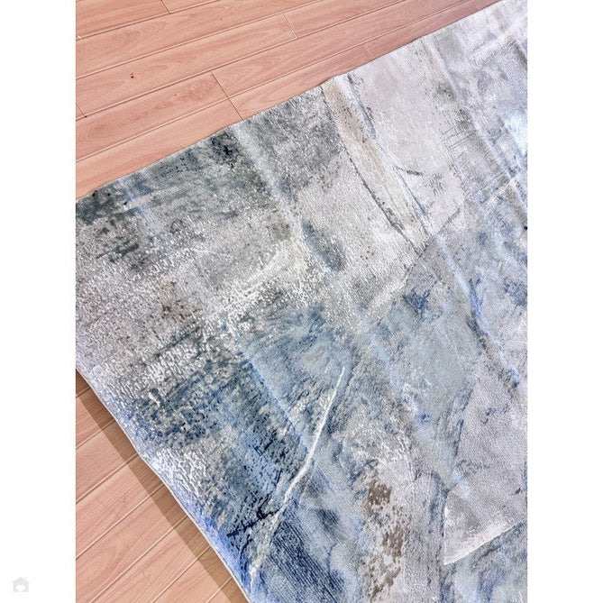 Stellar ST06 Modern Abstract Distressed Metallic Shimmer Hi-Low Textured Smooth Soft-Touch Short Low Pile Blue/Grey/Cream/Beige Rug-Asiatic Carpets-Rug Love - The Most Loved Rug Store