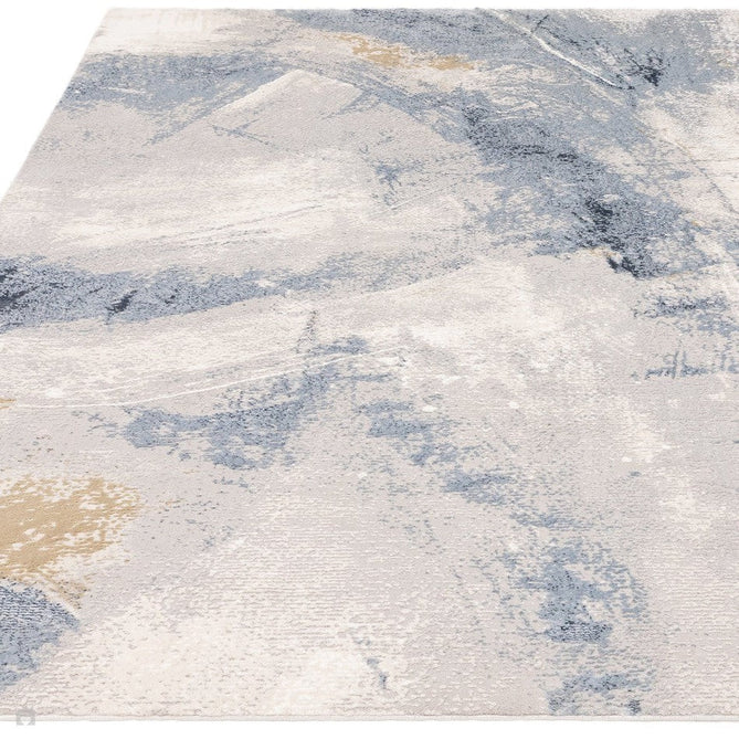 Stellar ST06 Modern Abstract Distressed Metallic Shimmer Hi-Low Textured Smooth Soft-Touch Short Low Pile Blue/Grey/Cream/Beige Rug-Asiatic Carpets-Rug Love - The Most Loved Rug Store