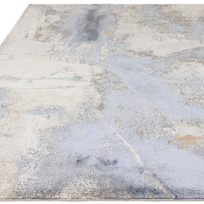 Stellar ST06 Modern Abstract Distressed Metallic Shimmer Hi-Low Textured Smooth Soft-Touch Short Low Pile Blue/Grey/Cream/Beige Rug-Asiatic Carpets-Rug Love - The Most Loved Rug Store