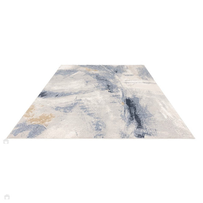 Stellar ST06 Modern Abstract Distressed Metallic Shimmer Hi-Low Textured Smooth Soft-Touch Short Low Pile Blue/Grey/Cream/Beige Rug-Asiatic Carpets-Rug Love - The Most Loved Rug Store