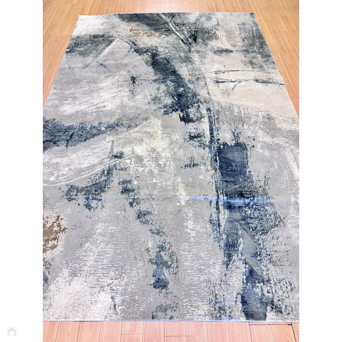 Stellar ST06 Modern Abstract Distressed Metallic Shimmer Hi-Low Textured Smooth Soft-Touch Short Low Pile Blue/Grey/Cream/Beige Rug-Asiatic Carpets-Rug Love - The Most Loved Rug Store