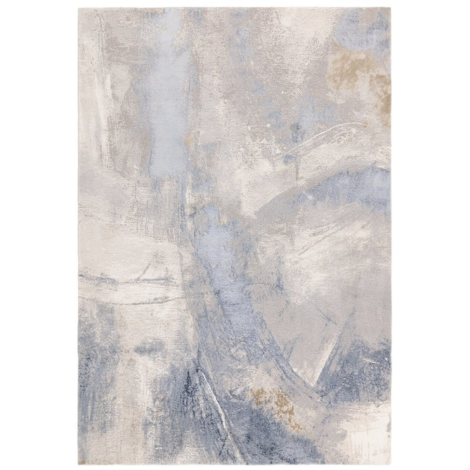 Stellar ST06 Modern Abstract Distressed Metallic Shimmer Hi-Low Textured Smooth Soft-Touch Short Low Pile Blue/Grey/Cream/Beige Rug-Asiatic Carpets-Rug Love - The Most Loved Rug Store