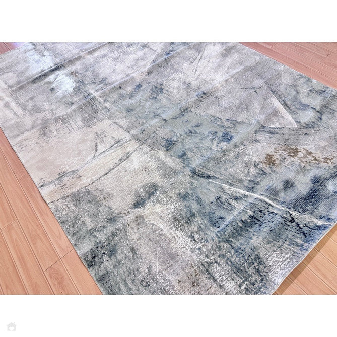 Stellar ST06 Modern Abstract Distressed Metallic Shimmer Hi-Low Textured Smooth Soft-Touch Short Low Pile Blue/Grey/Cream/Beige Rug-Asiatic Carpets-Rug Love - The Most Loved Rug Store