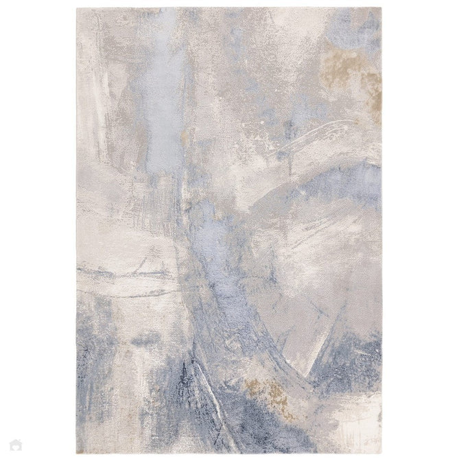 Stellar ST06 Modern Abstract Distressed Metallic Shimmer Hi-Low Textured Smooth Soft-Touch Short Low Pile Blue/Grey/Cream/Beige Rug-Asiatic Carpets-Rug Love - The Most Loved Rug Store