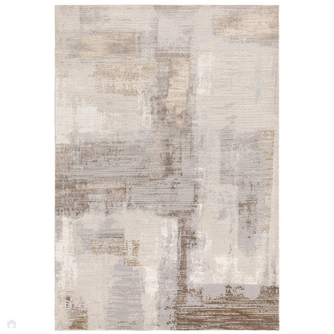 Stellar ST07 Modern Abstract Distressed Metallic Shimmer Hi-Low Textured Smooth Soft-Touch Short Low Pile Grey/Beige/Cream Rug-Asiatic Carpets-Rug Love - The Most Loved Rug Store