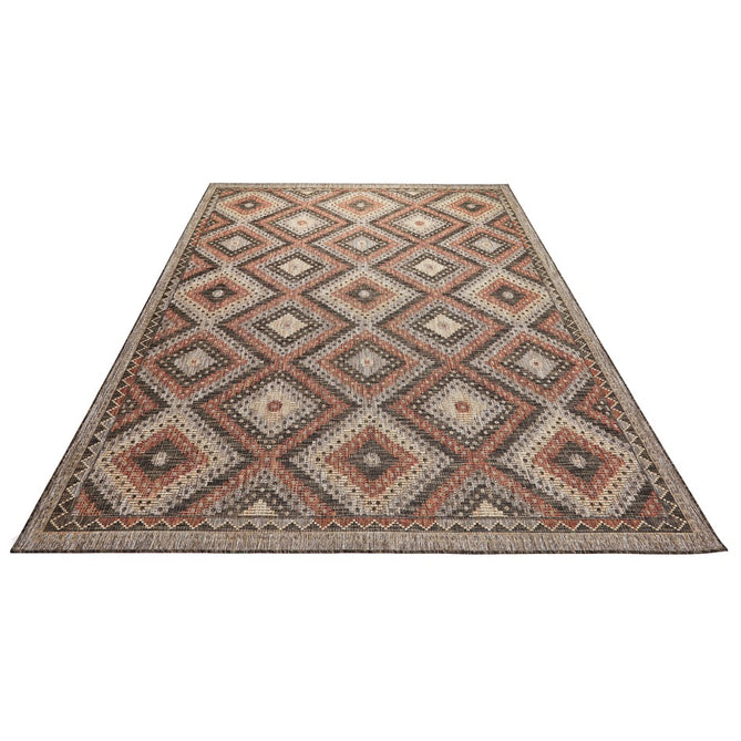 Sumac SUM101 Modern Geometric Diamond Durable Stain-Resistant Weatherproof Flatweave In-Outdoor Brown/Rust Rug-Concept Looms-Rug Love - The Most Loved Rug Store