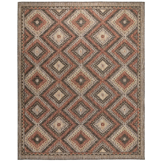 Sumac SUM101 Modern Geometric Diamond Durable Stain-Resistant Weatherproof Flatweave In-Outdoor Brown/Rust Rug-Concept Looms-Rug Love - The Most Loved Rug Store