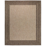 Sumac SUM102 Modern Plain Border Durable Stain-Resistant Weatherproof Flatweave In-Outdoor Beige/Brown Rug