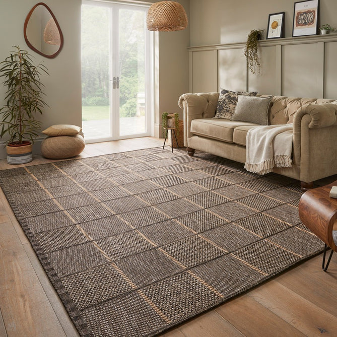 Sumac SUM104 Modern Geometric Check Grid Durable Stain-Resistant Weatherproof Flatweave In-Outdoor Mocha Rug-Concept Looms-Rug Love - The Most Loved Rug Store