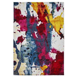 Sunrise 9349A Modern Abstract Colour-Burst Hand Carved Textured Red/Blue/Multicolour Rug