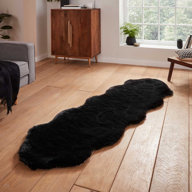 Super Teddy Super Soft Plush Hi Pile Silky Faux Fur Polyester Shaggy Sheepskin Black Rug-Think Rugs-Rug Love - The Most Loved Rug Store