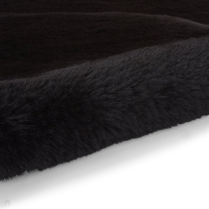 Super Teddy Super Soft Plush Hi Pile Silky Faux Fur Polyester Shaggy Sheepskin Black Rug-Think Rugs-Rug Love - The Most Loved Rug Store