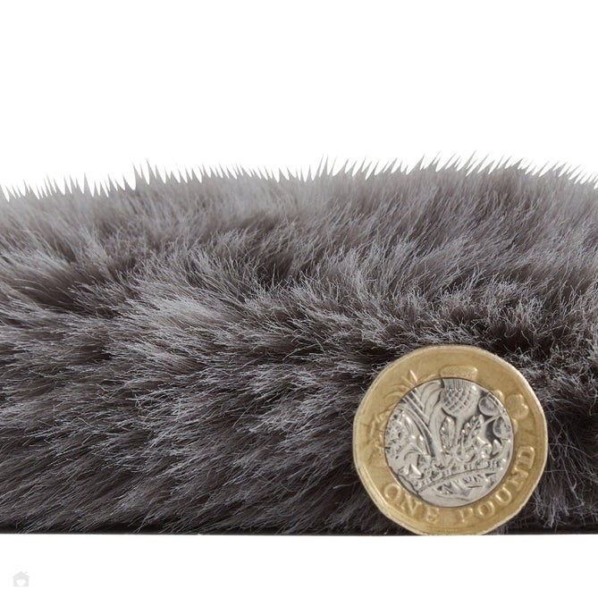 Super Teddy Super Soft Plush Hi Pile Silky Faux Fur Polyester Shaggy Sheepskin Grey Rug-Think Rugs-Rug Love - The Most Loved Rug Store