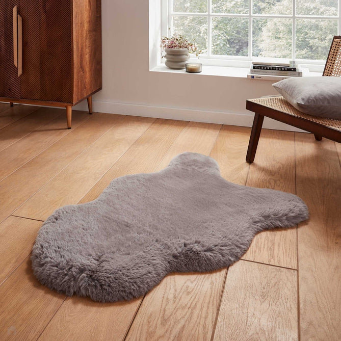 Super Teddy Super Soft Plush Hi Pile Silky Faux Fur Polyester Shaggy Sheepskin Grey Rug-Think Rugs-Rug Love - The Most Loved Rug Store