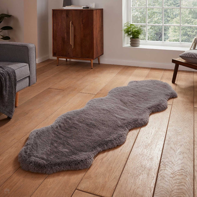 Super Teddy Super Soft Plush Hi Pile Silky Faux Fur Polyester Shaggy Sheepskin Grey Rug-Think Rugs-Rug Love - The Most Loved Rug Store