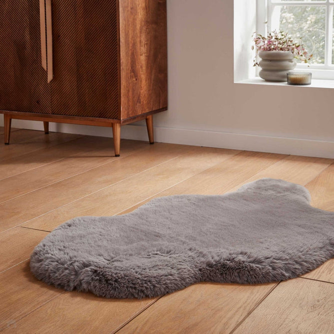 Super Teddy Super Soft Plush Hi Pile Silky Faux Fur Polyester Shaggy Sheepskin Grey Rug-Think Rugs-Rug Love - The Most Loved Rug Store