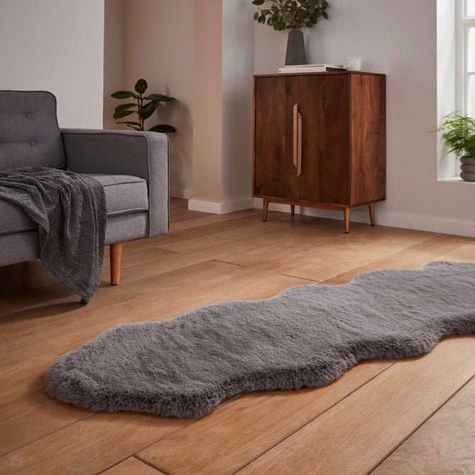 Super Teddy Super Soft Plush Hi Pile Silky Faux Fur Polyester Shaggy Sheepskin Grey Rug-Think Rugs-Rug Love - The Most Loved Rug Store