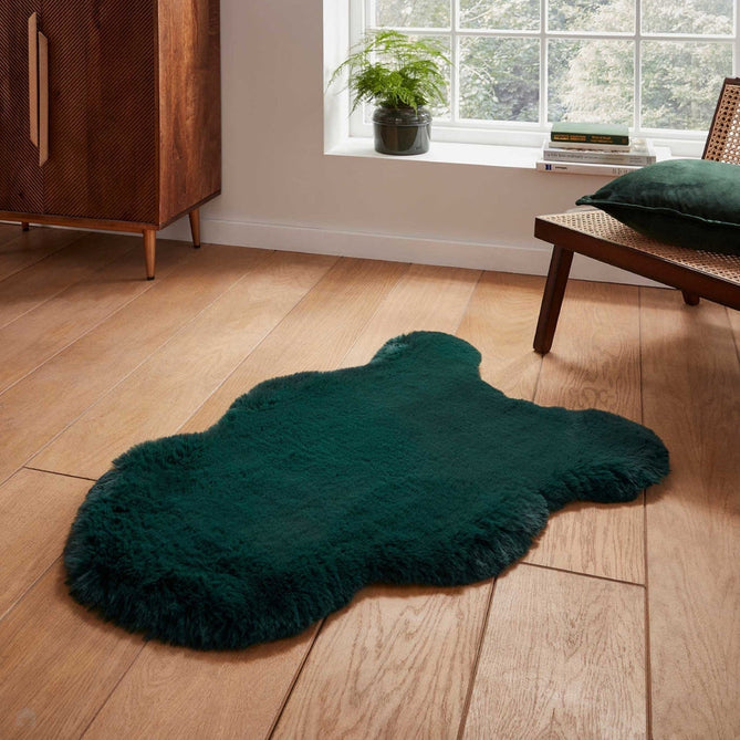 Super Teddy Super Soft Plush Hi Pile Silky Faux Fur Polyester Shaggy Sheepskin Jewel Green Rug-Think Rugs-Rug Love - The Most Loved Rug Store