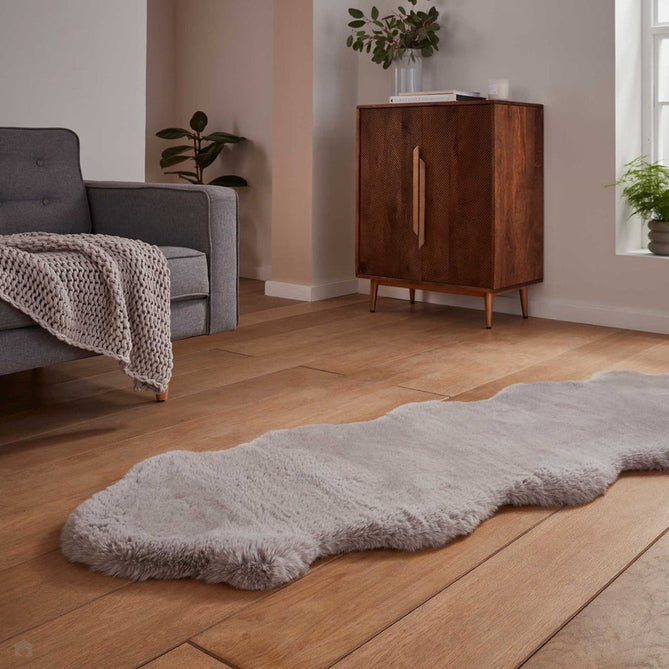 Super Teddy Super Soft Plush Hi Pile Silky Faux Fur Polyester Shaggy Sheepskin Silver Rug-Think Rugs-Rug Love - The Most Loved Rug Store