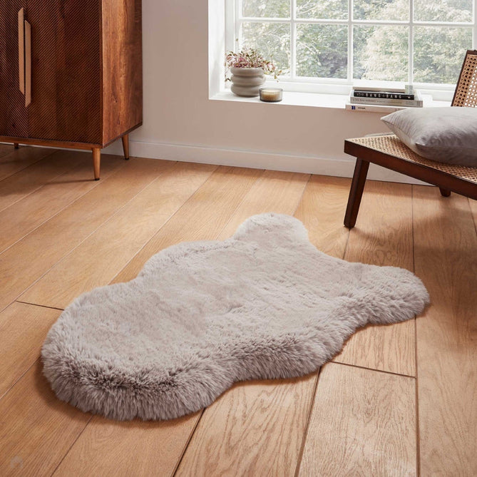 Super Teddy Super Soft Plush Hi Pile Silky Faux Fur Polyester Shaggy Sheepskin Silver Rug-Think Rugs-Rug Love - The Most Loved Rug Store