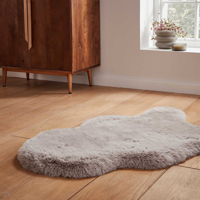 Super Teddy Super Soft Plush Hi Pile Silky Faux Fur Polyester Shaggy Sheepskin Silver Rug-Think Rugs-Rug Love - The Most Loved Rug Store