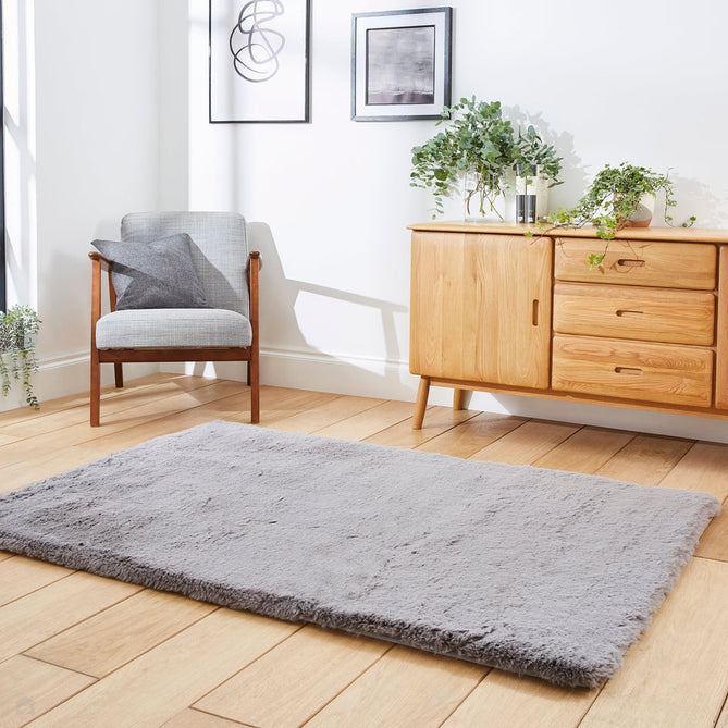 Super Teddy Super Soft Plush Hi Pile Silky Faux Fur Shaggy Grey Rug-Think Rugs-Rug Love - The Most Loved Rug Store