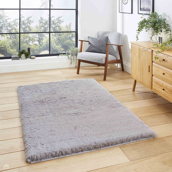 Super Teddy Super Soft Plush Hi Pile Silky Faux Fur Shaggy Grey Rug-Think Rugs-Rug Love - The Most Loved Rug Store