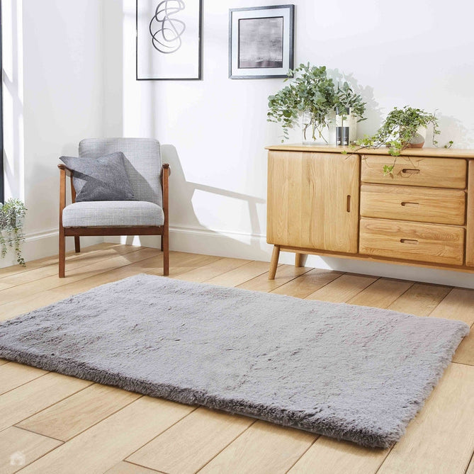 Super Teddy Super Soft Plush Hi Pile Silky Faux Fur Shaggy Grey Rug-Think Rugs-Rug Love - The Most Loved Rug Store