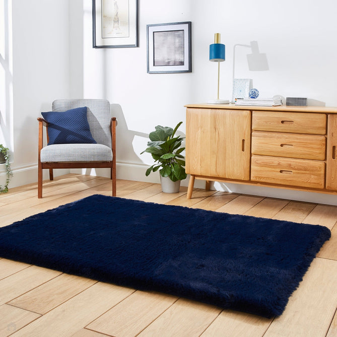 Super Teddy Super Soft Plush Hi Pile Silky Faux Fur Shaggy Navy Rug-Think Rugs-Rug Love - The Most Loved Rug Store