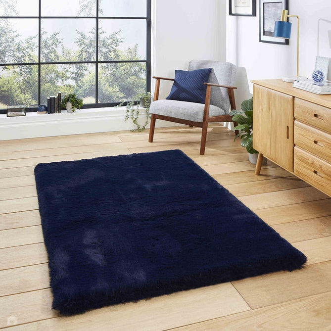 Super Teddy Super Soft Plush Hi Pile Silky Faux Fur Shaggy Navy Rug-Think Rugs-Rug Love - The Most Loved Rug Store