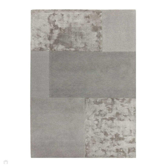 Tate Modern Plain Geometric Tonal Textures Hand-Carved High-Density Wool&Viscose Silver Rug-Asiatic Carpets-Rug Love - The Most Loved Rug Store